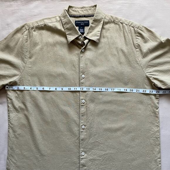 Shaquille O’Neal Tan Men’s Linen Blend Button Down Shirt Size Large Tall - Picture 4 of 6